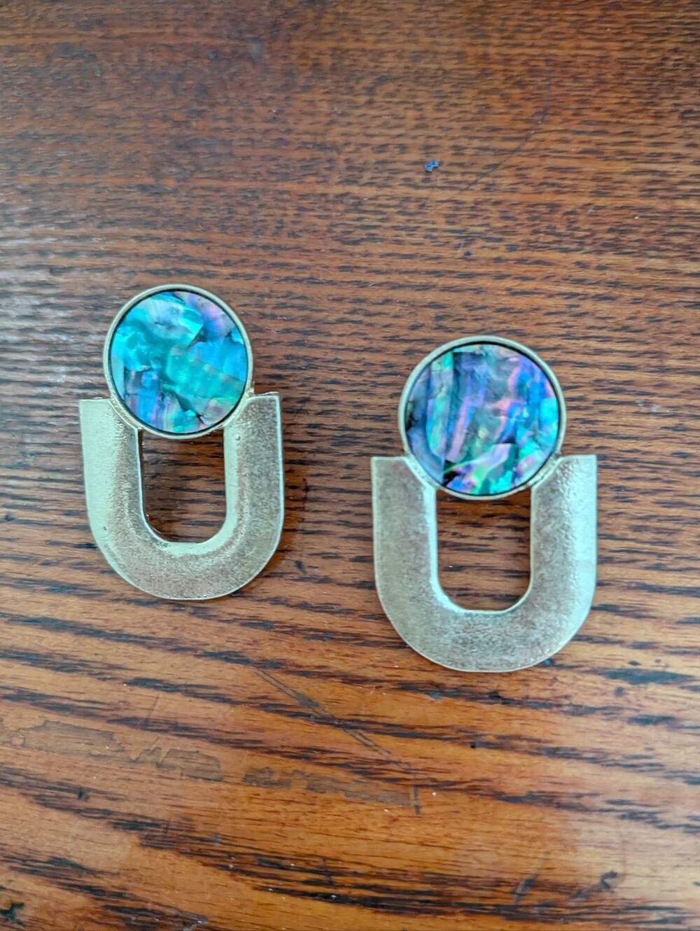 Brass And Abalone Vintage-style Earrings